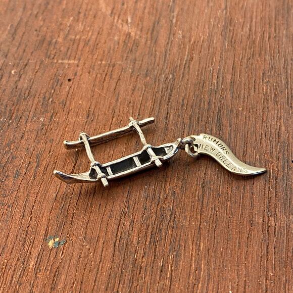 Vintage 925 Sterling Silver "Rumors New Orleans" Outrigger Canoe Pendant Charm - Picture 1 of 4